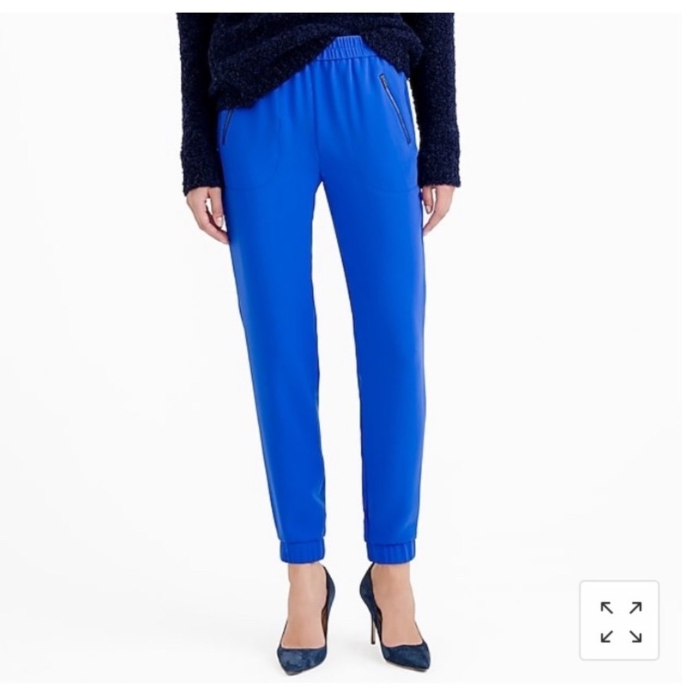 J. Crew Royal Blue Jogger Pants Elastic Waist Zipper Pockets Women's Size 4
